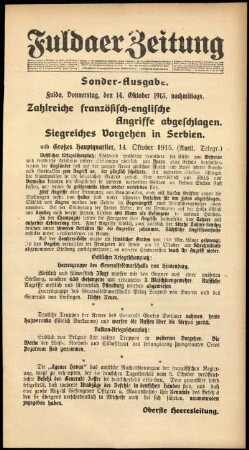 Ausgabe vom Donnerstag, den 14. Oktober 1915.