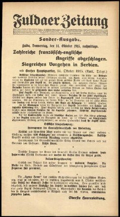 Ausgabe vom Donnerstag, den 14. Oktober 1915.