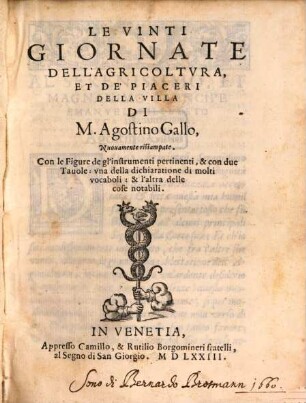 Le vinti giornate dell'agricoltura