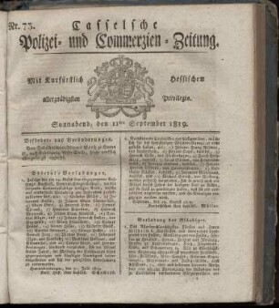 Nr. 73, Sonnabend, den 11ten September 1819