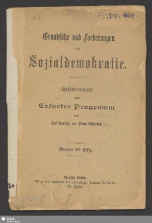 Grundsätze und Forderungen der Sozialdemokratie : Erläuterungen zum Erfurter Programm