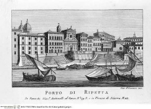 Nuova raccolta delle principali vedute antiche, e moderne dell'alma città di Roma e sue vicinanze / incise a bullino da Achille Parboni l'anno 1824 Roma, Giacomo Antonelli, letztes Jahr im Buch: 1829 - ca. 1830Porto di Ripetta - Nuova raccolta delle principali vedute antiche ...