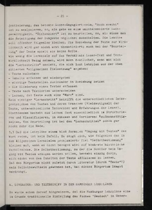 4. Literatur- und Textbegriff in den Hamburger Lehrplänen