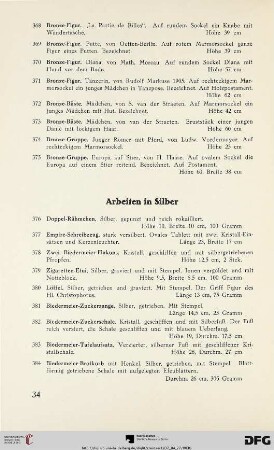 Arbeiten in Silber (Nr. 376-399)