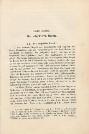 Erstes Kapitel. Die subjektiven Rechte