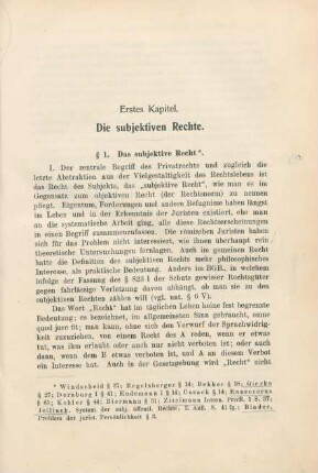 Erstes Kapitel. Die subjektiven Rechte