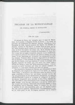 Decadas de la municipalidad de Cuenca, desde su fundación - (continuación)