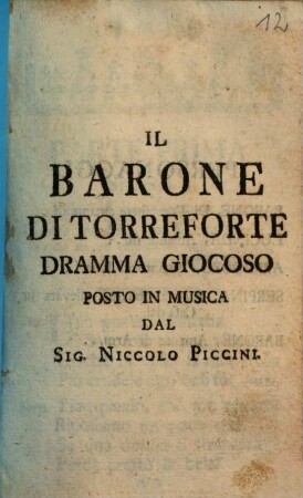 Il Barone di Torreforte : dramma giocoso