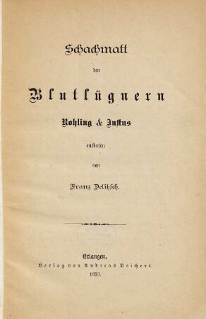 Schachmatt den Blutlügnern Rohling & Justus