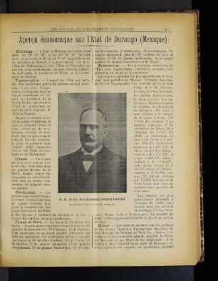 Apercu economique sur l'Etat de Durango (Mexique)