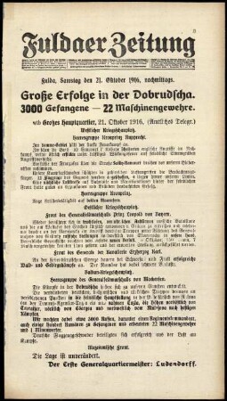 Ausgabe vom Samstag, den 21. Oktober 1916.