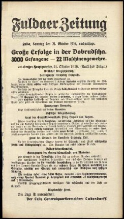 Ausgabe vom Samstag, den 21. Oktober 1916.