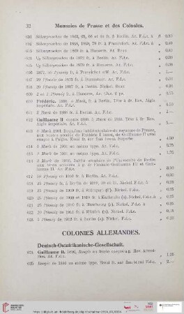 Colonies Allemandes (Nr. 624 - 913)