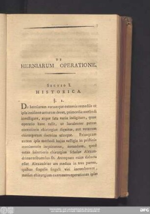 Sectio I. Historica.