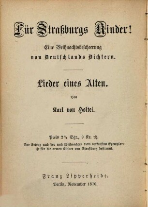 Linder eines Alten : Von Karl von Holtei