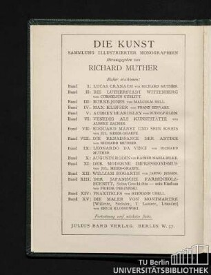 Übersicht über die bisher erschienenen Bände.