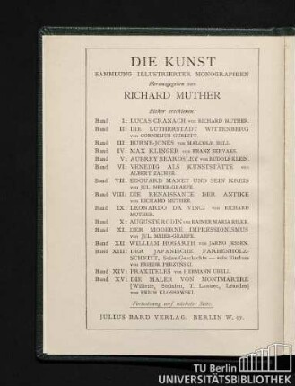 Übersicht über die bisher erschienenen Bände.
