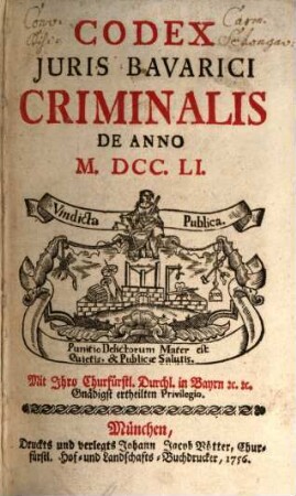 Codex Juris Bavarici Criminalis De Anno M.DCC.LI.