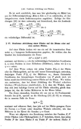 § 40. Conforme Abbildung einer Fläche auf die Ebene oder auf eine andere Fläche.