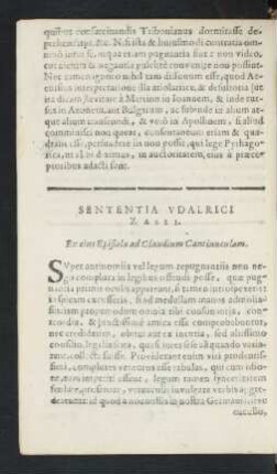 Sententia Vdalrici Zasii.