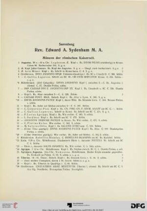 Sammlung Rev. Edward A. Sydenham M. A. (Nr. 1-667)