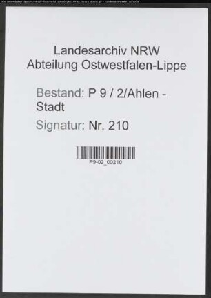 Sterberegister Standesamt Ahlen-Stadt