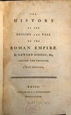 The History Of The Decline And Fall Of The Roman Empire, 12