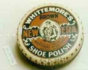 Blechdose für "WHITTEMORE'S SHOE POLISH BROWN NEW ERA MANUFACTURED BY WHITTEMORE BROS. CORP. BESTON, MASS."