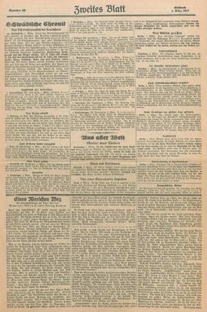 Freie Presse 1927 (Nr. 50). "Zweites Blatt"