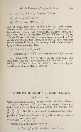 On the inversion of a quadric surface.