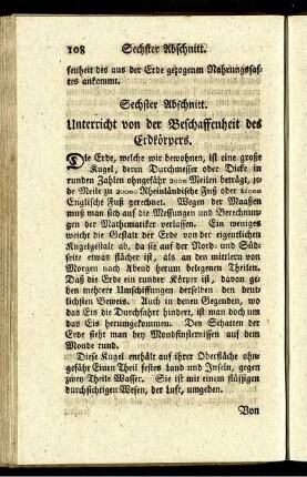 Sechter Abschnitt. Unterricht von der Beschaffenheit des Erdkörpers
