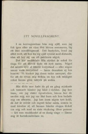 Ett Novellfragment.