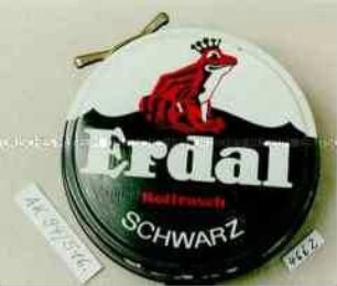 Blechdose mit Deckelheber für Schuhcreme "Erdal Rotfrosch SCHWARZ" mit Inhalt