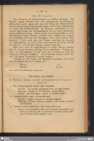 Die Fehler und Abhilfe