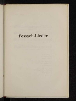 Pessach-Lieder