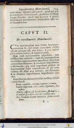 Cap. II. De impedimentis Matrimonii.