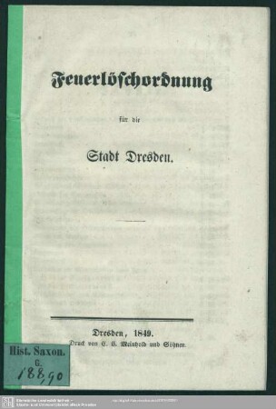 Feuerlöschordnung für die Stadt Dresden