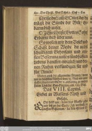 Das VIII. Capitul. Gebet in Wassers-Noth und Gefahr.