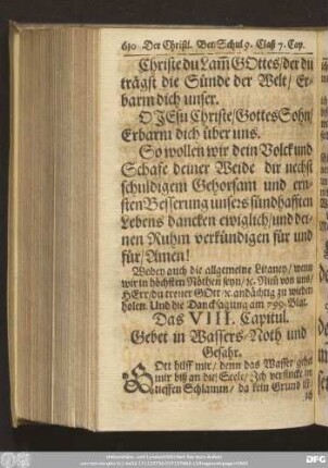 Das VIII. Capitul. Gebet in Wassers-Noth und Gefahr.
