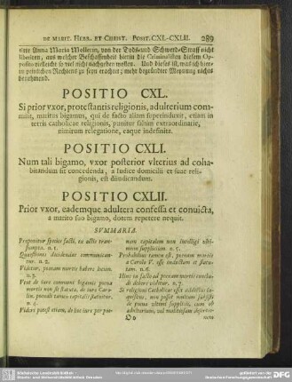 Positio CXLII. Prior uxor, eademque adultera confessa et convicta, a marito suo bigamo, dotem repetere nequit
