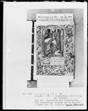 Lateinisches Stundenbuch — König David vor Gott, gerahmt von einer Vollbordüre, Folio 103recto