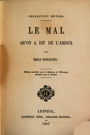 Le mal qu'on a dit de l'amour