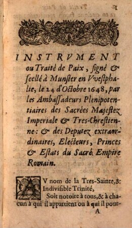 Instrument ou Traité de Paix : signe et scellé a Münster