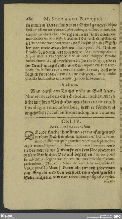CXLIV. De D. Luthero oraculum