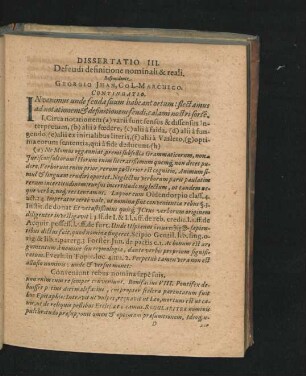 Dissertatio III. De feudi definitione nominali & reali. Respondente Georgio Jhan.