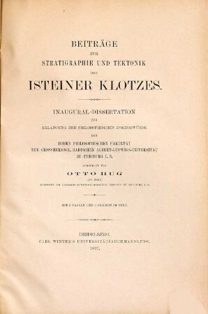 Beiträge zur Stratigraphie und Tektonik des Isteiner Klotzes