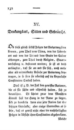 XV. Denkungsart, Sitten und Gebräuche.