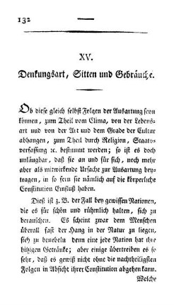 XV. Denkungsart, Sitten und Gebräuche.