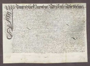 Gültbrief des Pankratz Rueff und seiner Frau Margaretha von Dillstein gegen die geistliche Verwaltung von Pforzheim