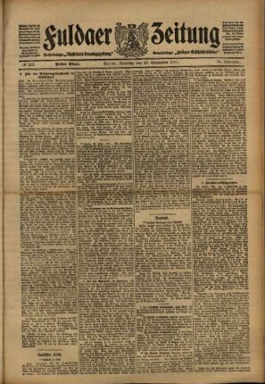 Erste Ausgabe vom Samstag, den 23. September 1911.